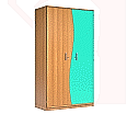 Wellentürenschrank, 190 cm hoch, 105x50 cm (B/T), Tür rechts aquagrün,