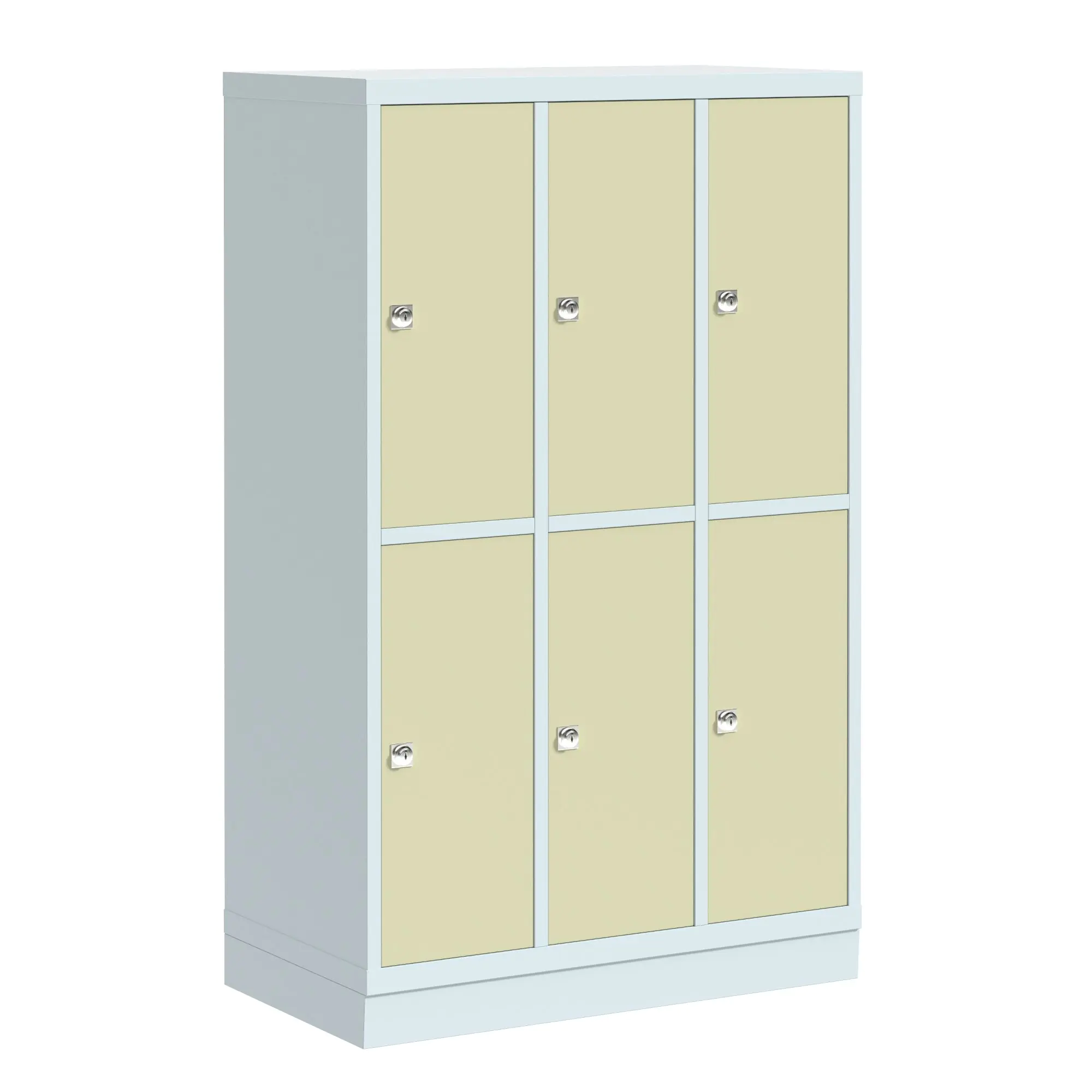 Garderoben-Schließfachschrank aus Stahl, 150 cm hoch, 107x50 cm (B/T), 6 Fächer,