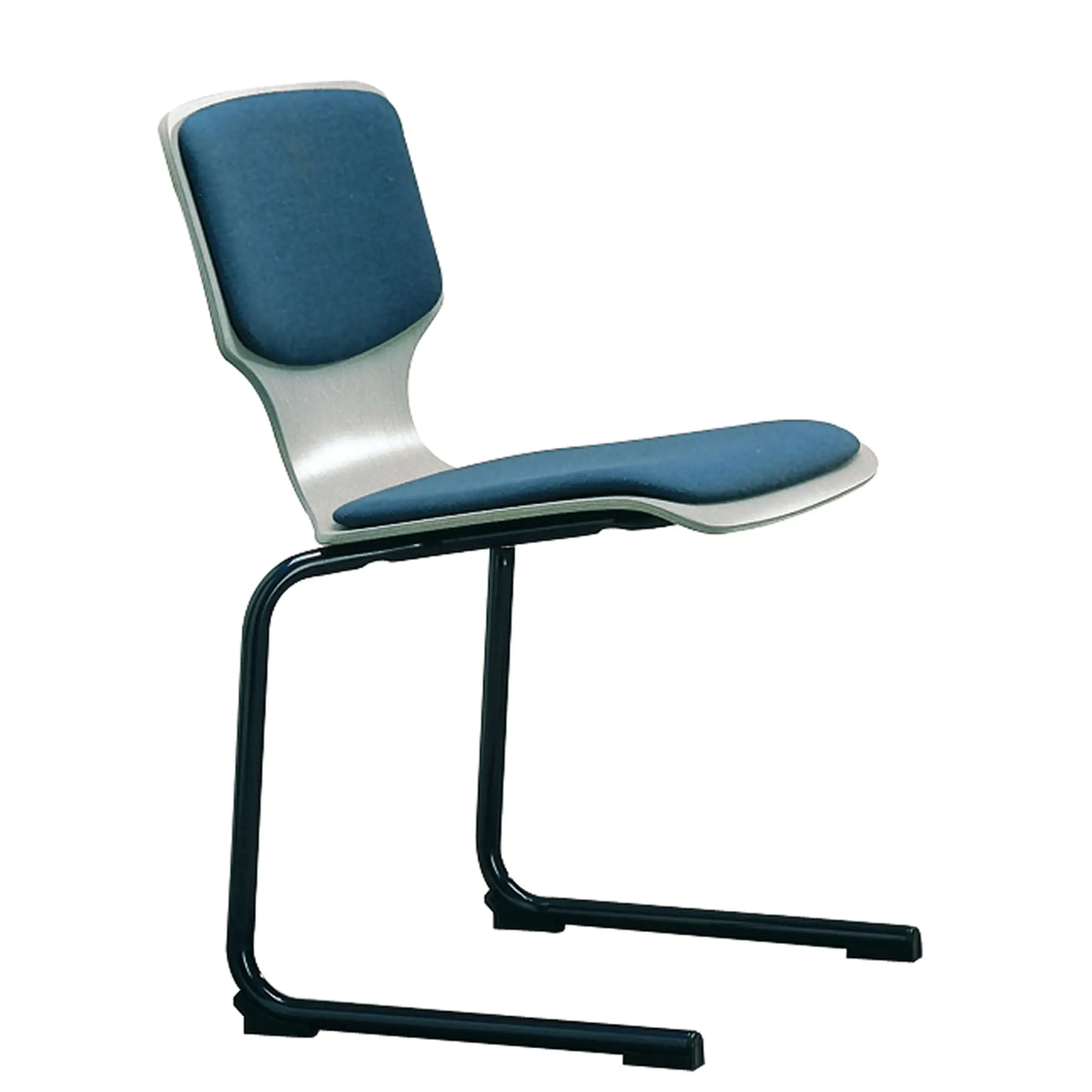 Freischwinger ohne Armlehne, mit Sitz- und Rückenpolster, Rundrohrgestell, aus der Kategorie Gestell Metall - Schale Holz