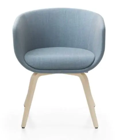 Stuhlsessel 4-Fuß, Holzgestell, Teflongleiter, mit Formschaum, Gewicht 13,5 kg gepolstert aus der Kategorie Kindergarten - Hort