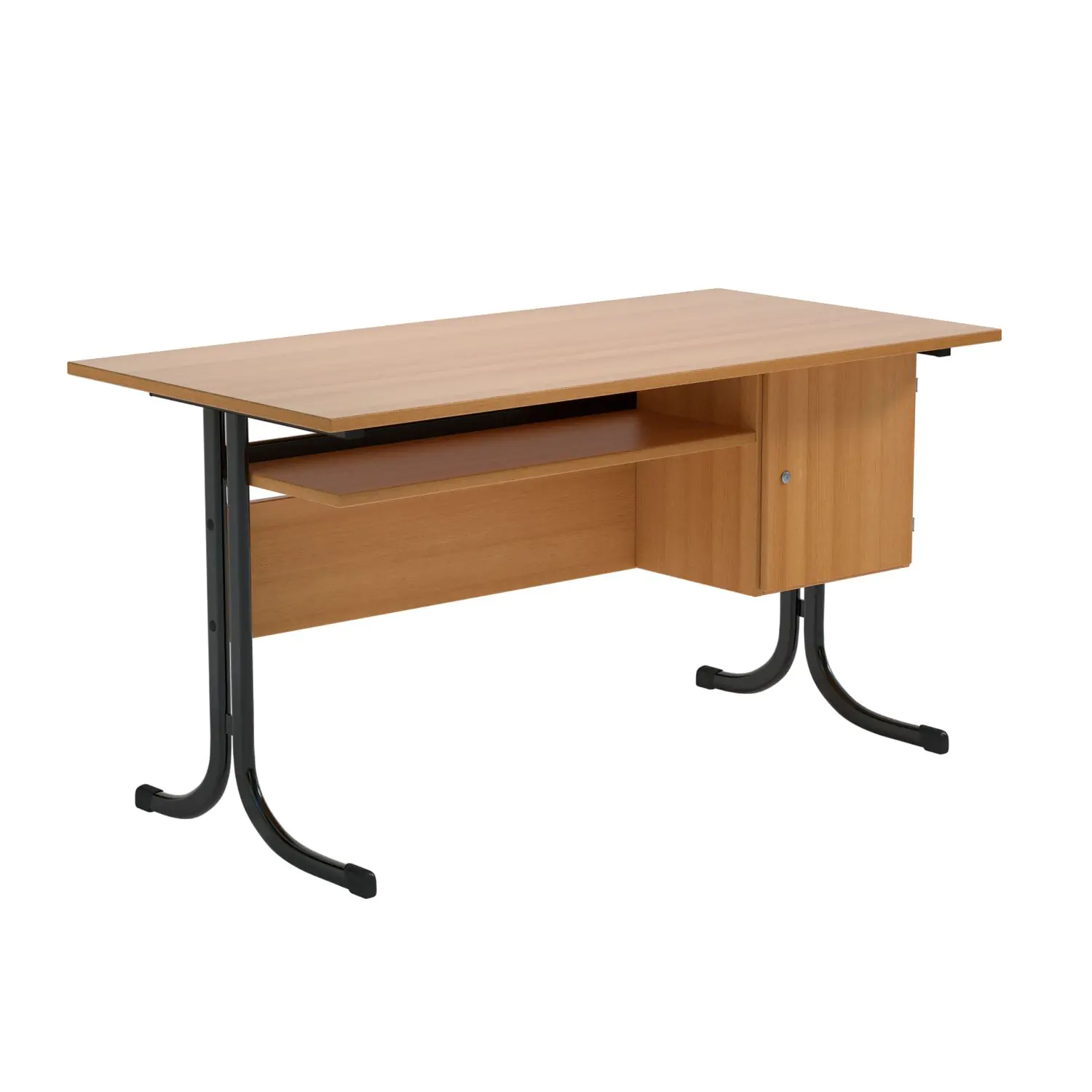 Lehrertisch, 130x65 cm (B/T), 76 cm hoch, Platte: Melamin, ABS-Kante, aus der Kategorie Lehrertische
