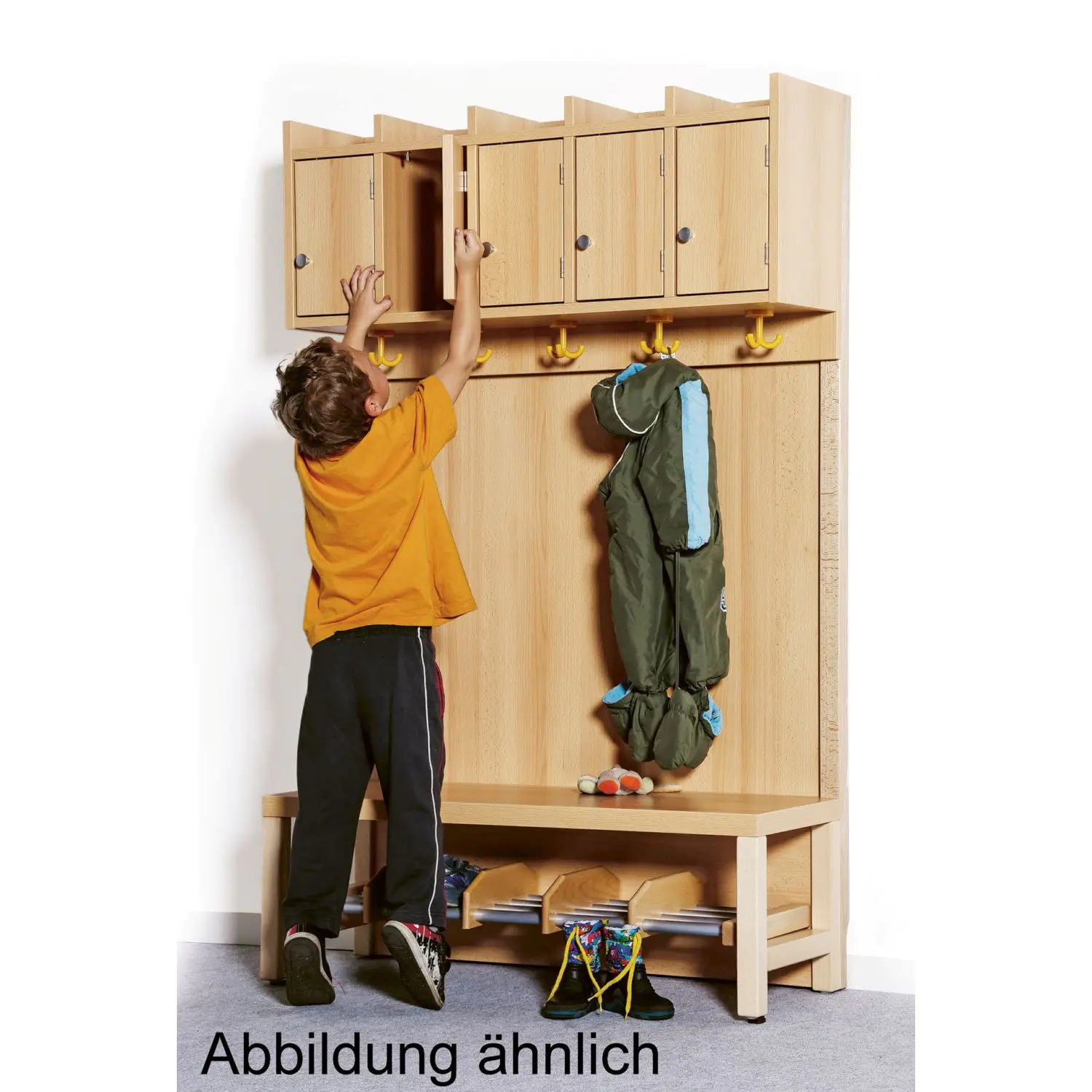 Komplettgarderobe mit Türen, mit Stütze, mit Paneelrückwand, für 5 Plätze aus der Kategorie freistehende Garderoben