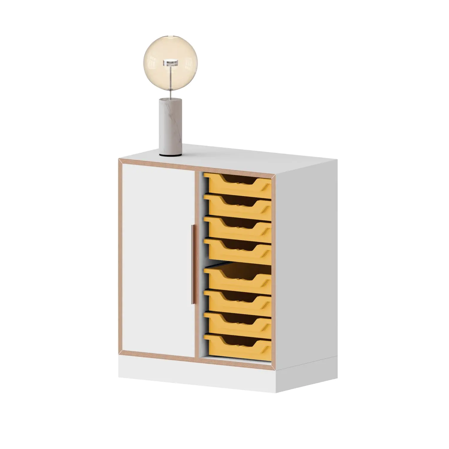 qickly® Schrank, 2 OH. 1 Tür, 8 kleine Ergo Tray Boxen, B/H/T: 70,1x74,3x42,6 cm aus der Kategorie Schränke Schnelllieferprogramm