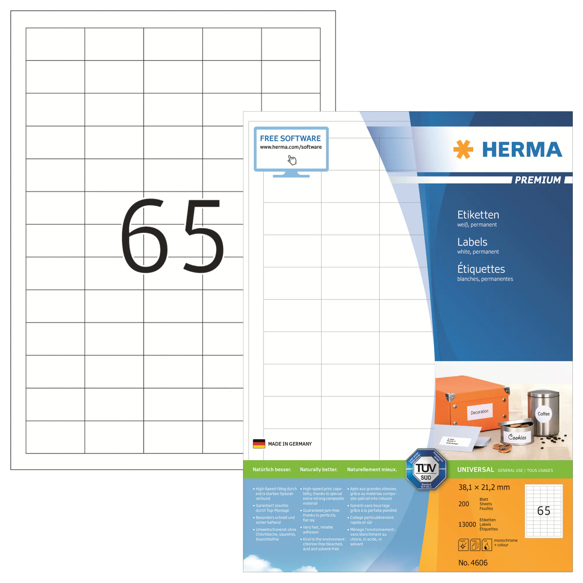 Herma Etikett PREMIUM 38,1x21,2mm ws 13.000 St. aus der Kategorie Etiketten