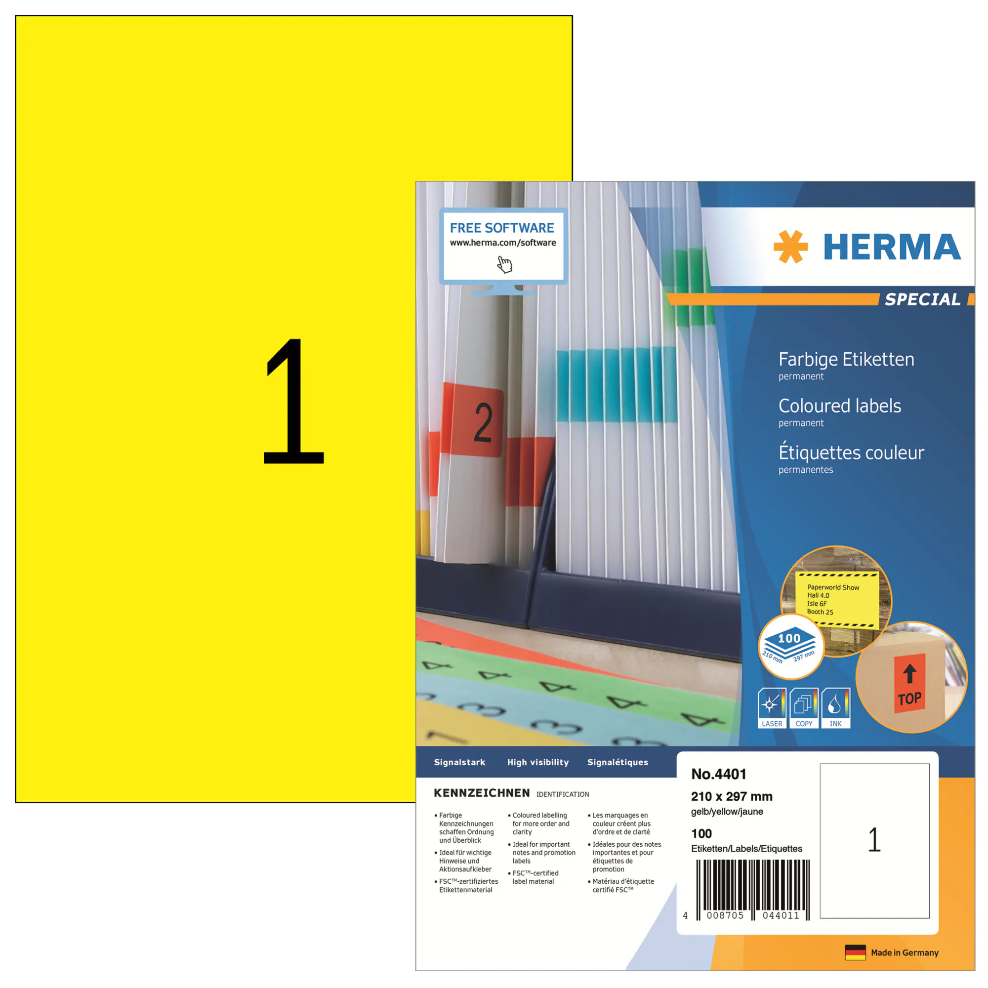 Herma Etikett SPECIAL 210x297mm gelb 100 St./Pack. aus der Kategorie Etiketten