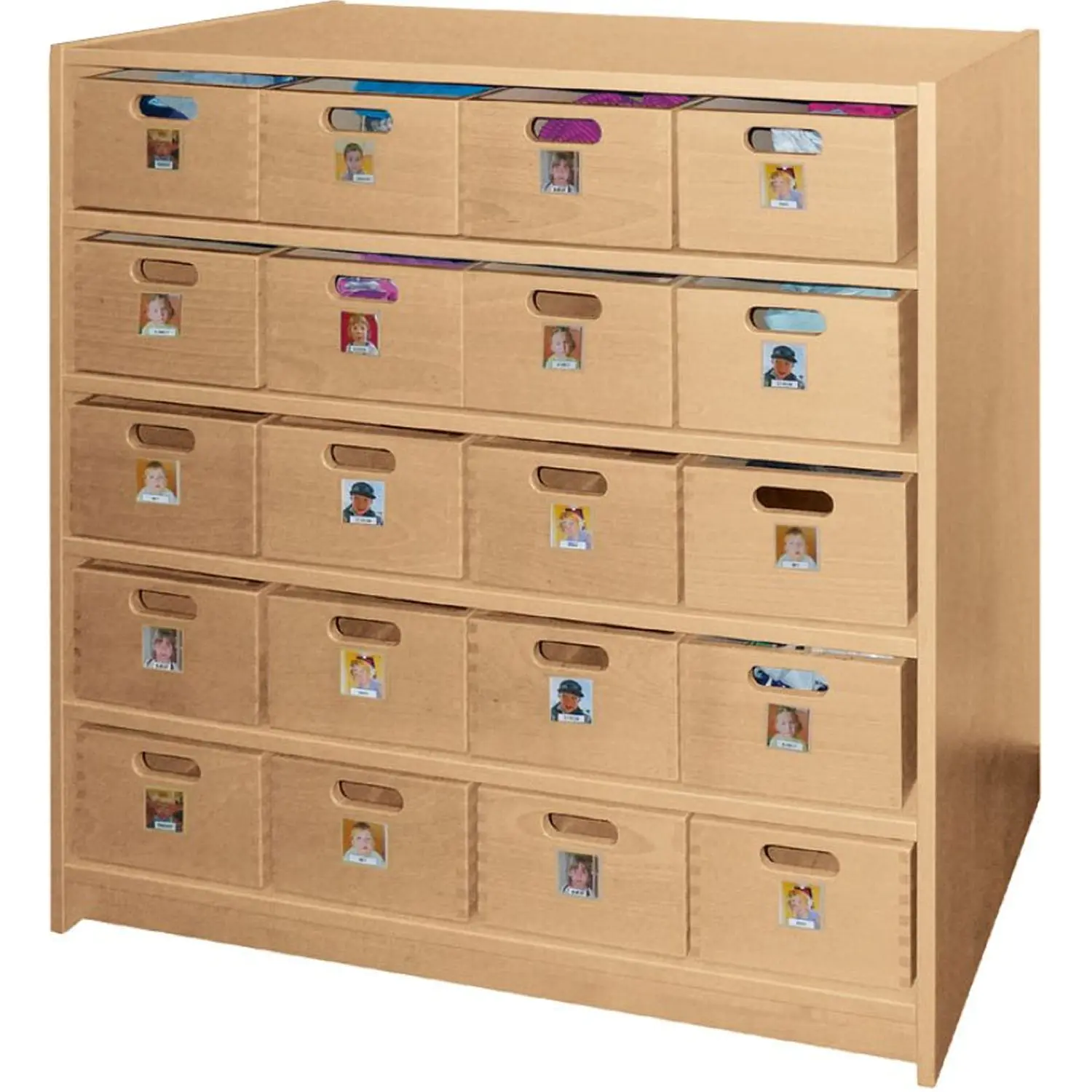 Materialkastenschrank mit 4 Einlegeböden und 20 Materialkästen, 98cm hoch aus der Kategorie Regale mit Materialkästen