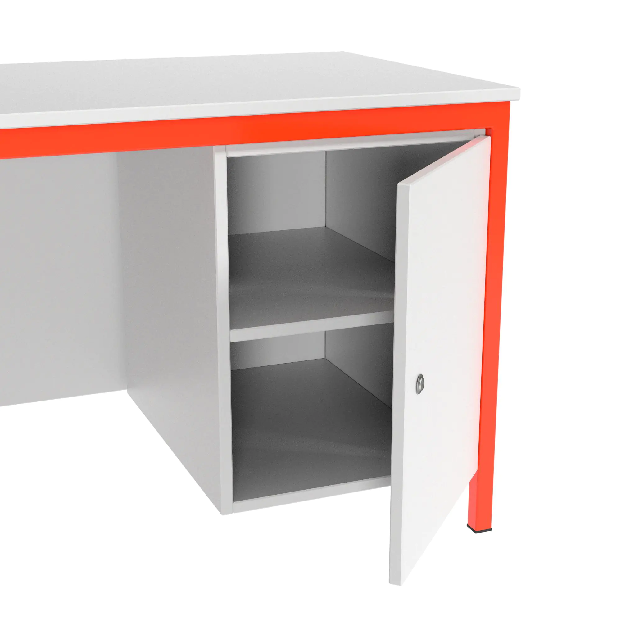 Lehrertisch, 130x65 cm (B/T), 72 cm hoch, Platte: Melamin, ABS-Kante, aus der Kategorie Lehrertische