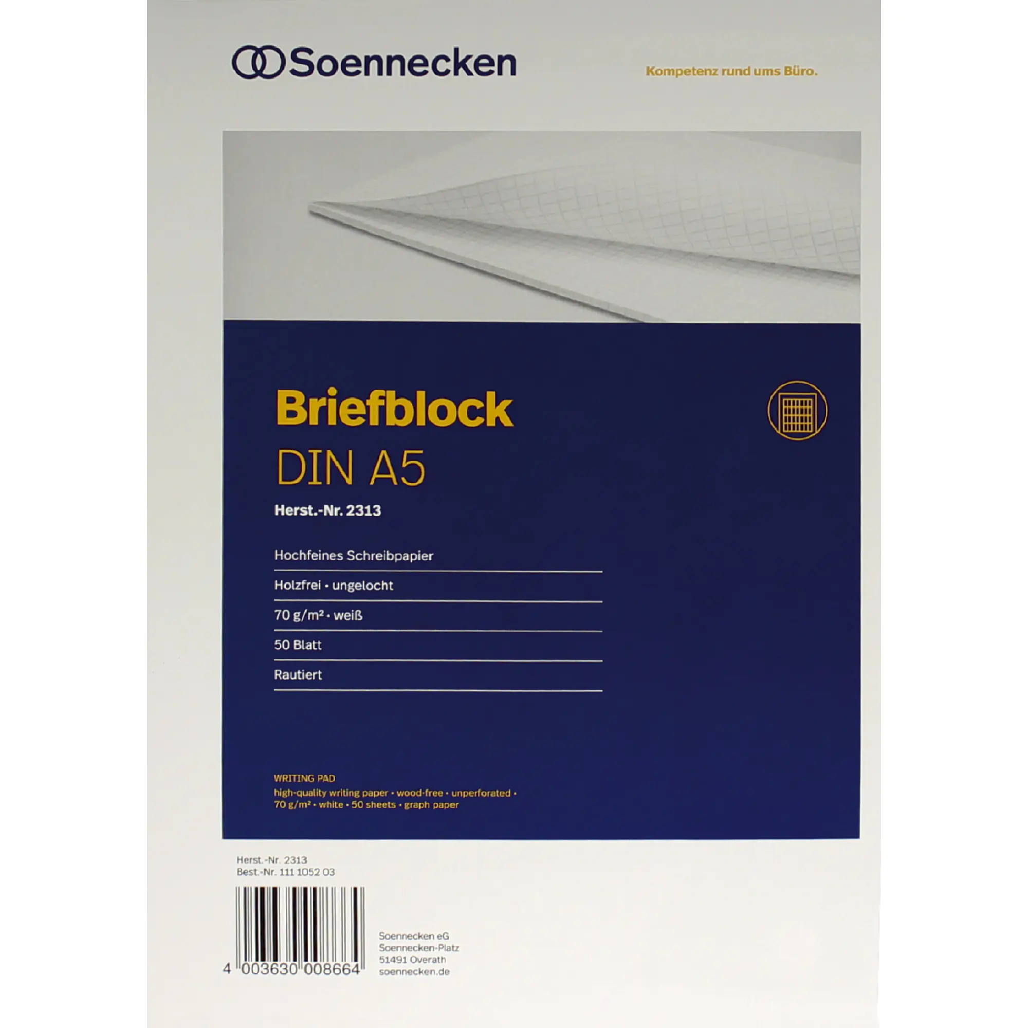 Soennecken Briefblock DIN A5 70g rautiert 50Blatt ws aus der Kategorie Notizblöcke & Bücher