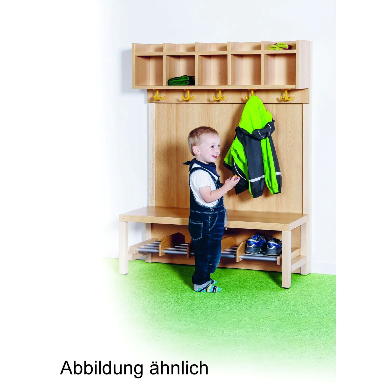 Komplettgarderobe einfache Ablage, mit Stütze, keine Paneelrückwand, für 4 Plätze aus der Kategorie freistehende Garderoben