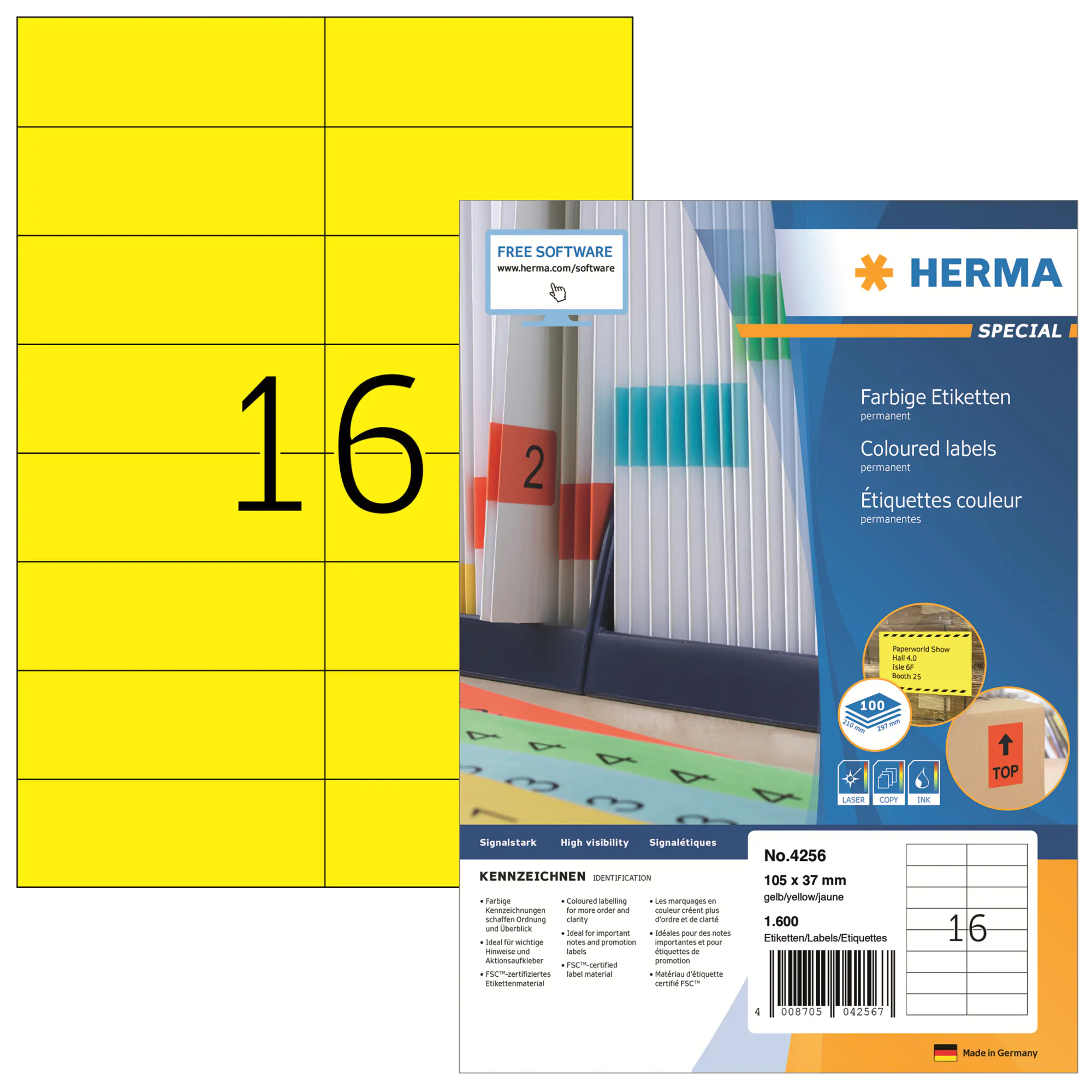 Herma Etikett 105x37mm A4 ge 1.600 St. aus der Kategorie Etiketten
