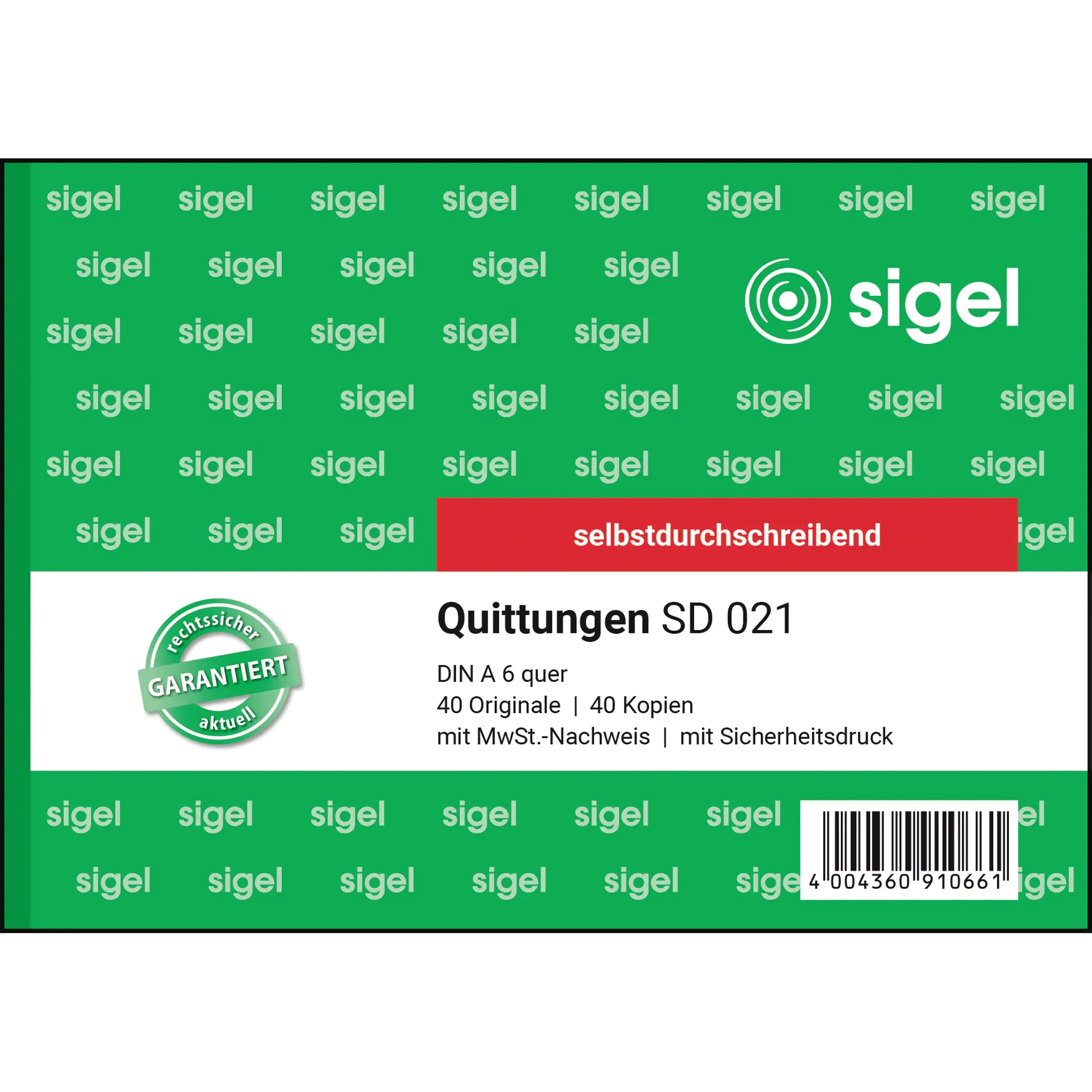 Sigel Quittung DIN A6 quer selbst-durchschreibend aus der Kategorie Formulare