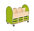 Leseratte "Midi" mit 6 M Ergo Tray Boxen, H/B/T 90 x 105 x 55 cm, 6 Fächer aus der Kategorie Bibliotheksinseln