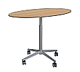 Lehrertisch, 130x80 cm (B/T), höhenverstellbar 80-120 cm, elliptisch, aus der Kategorie Lehrertische