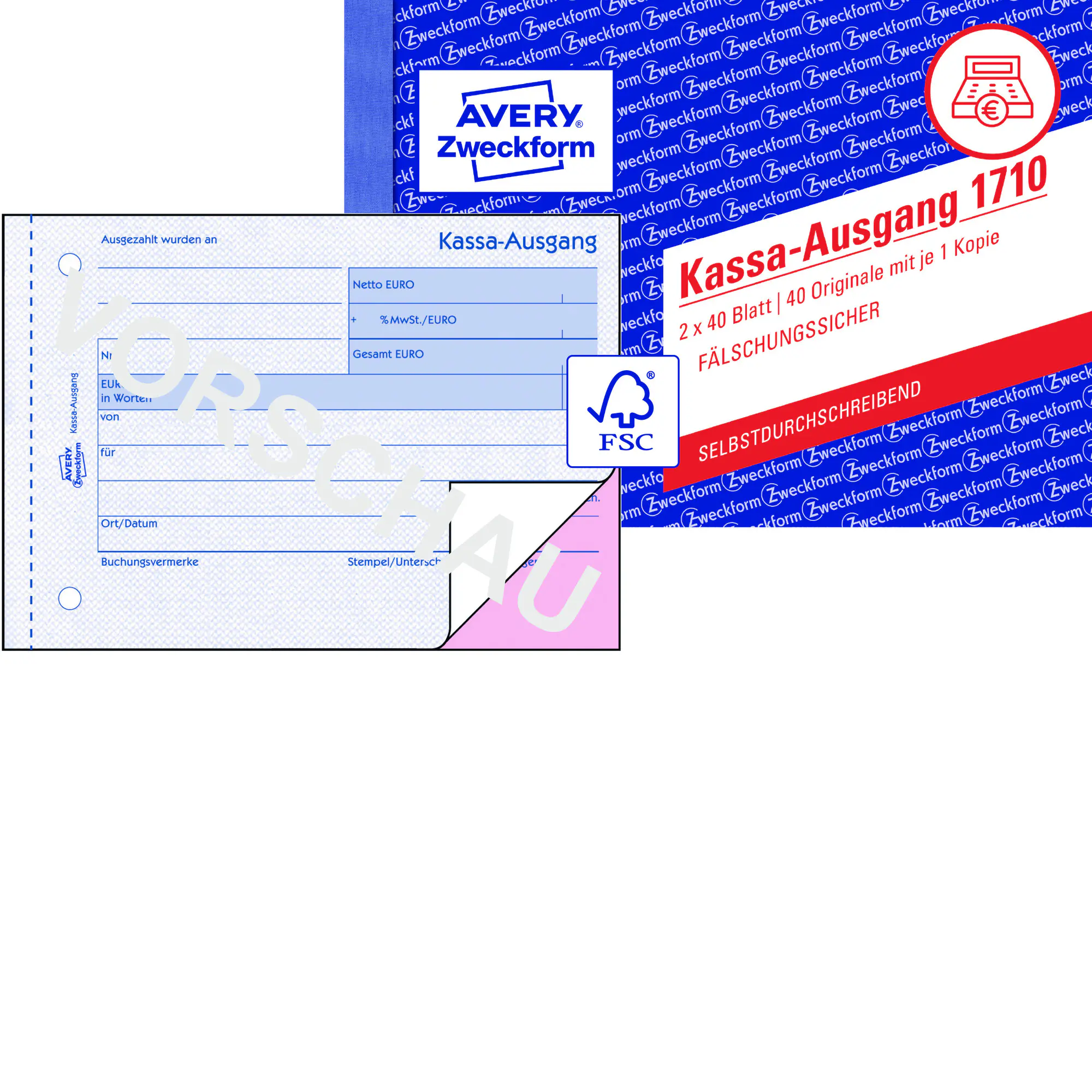 Avery Zweckf. Kassa- Ausgangsbuch A6 quer 2fach aus der Kategorie  Formulare & Verträge