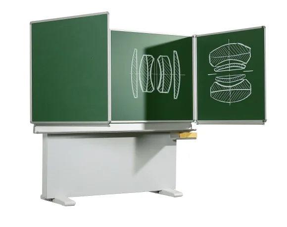 Klapp-Schiebetafel freistehend, Mittelfläche 200x100 cm, Stahlemaille grün, aus der Kategorie fahrbare Klapp-Schiebe-Tafeln