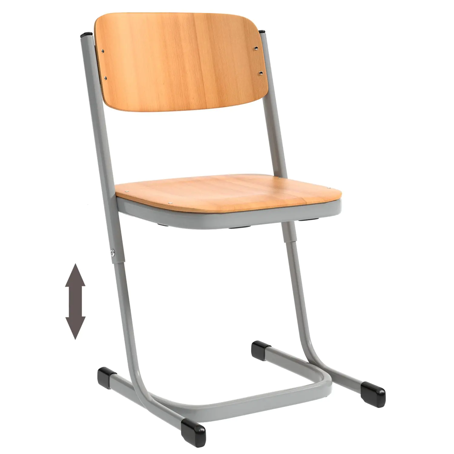 Schülerstuhl, geschlossener Sitzträger, Doppel-U-Fuß, höhenverstellbar von 38-46 cm, aus der Kategorie Schülerstühle