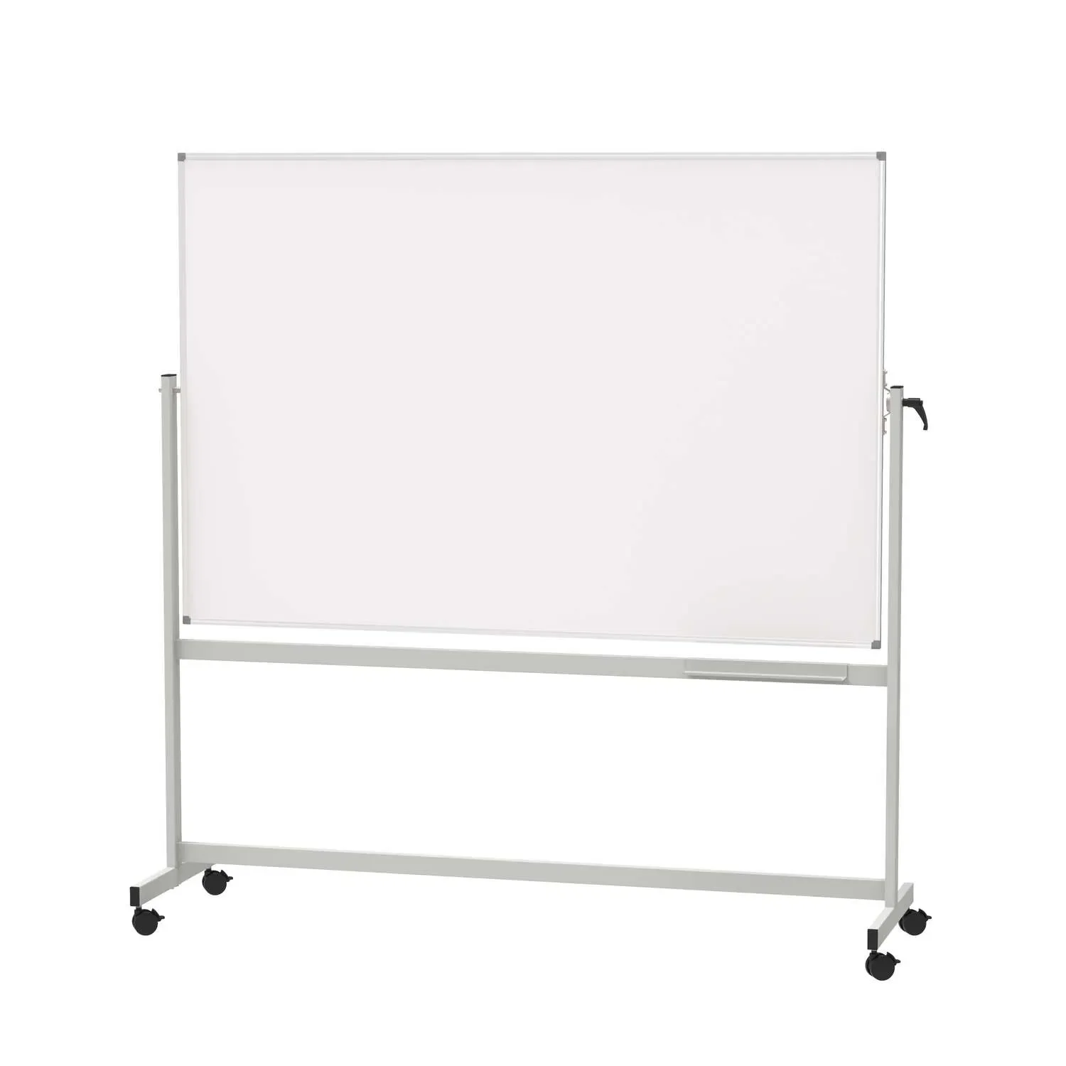 Drehtafel fahrbar, 200x100 cm, Vierkantgestell, beidseitig Stahlemaille weiß aus der Kategorie Fahrbare-Tafeln