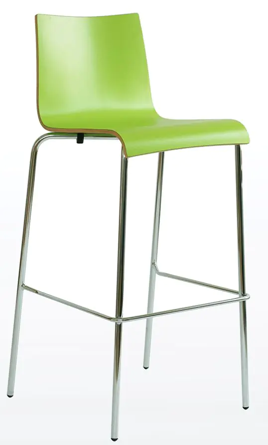 Hochstuhl, Barstuhl Gestell 40 mm Rundrohr, verchromt, stapelbar aus der Kategorie Gestell Metall - Schale Holz