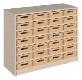 Materialkastenschrank, B/H/T 102 x 80 x 40 cm, mit 28 Eigentumskästen aus aus der Kategorie Schränke