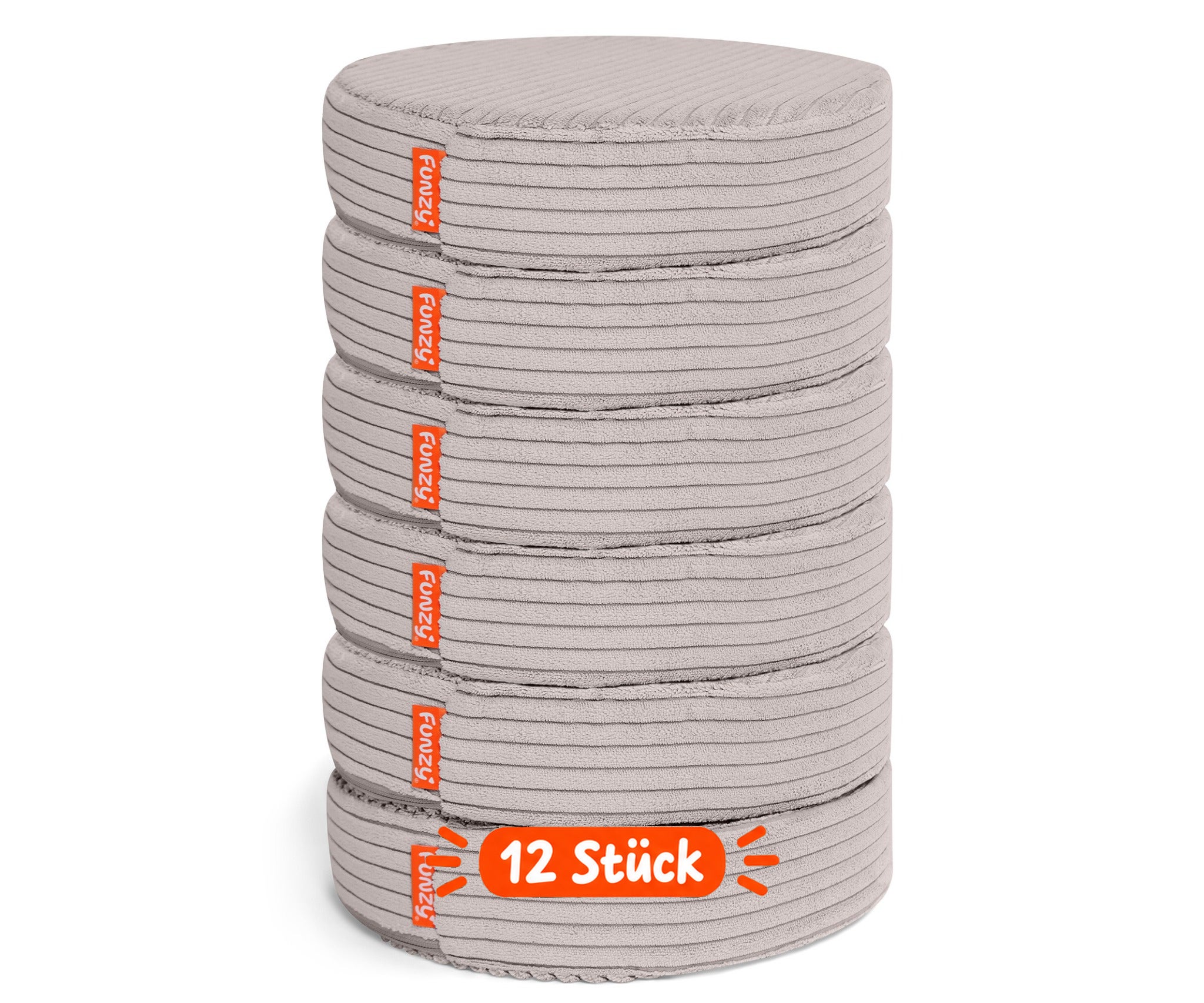 Funzy Buttons Ø 32cm, Höhe 7cm, Set aus 12 runden Spiel- und Sitzkissen mit Cordbezug aus der Kategorie Funzy