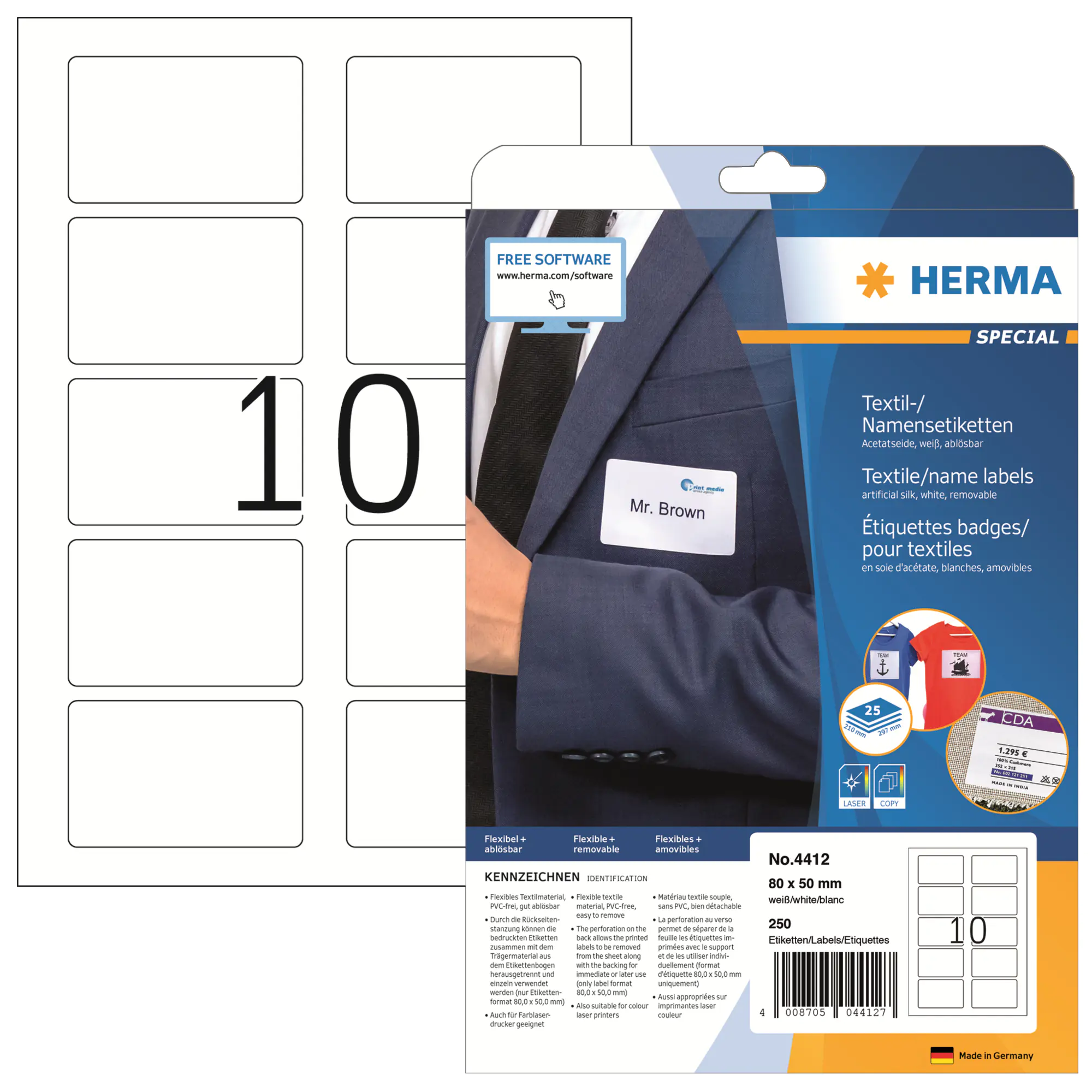 Herma Namensetikett 80x50mm weiß 250 St./Pack. aus der Kategorie Etiketten
