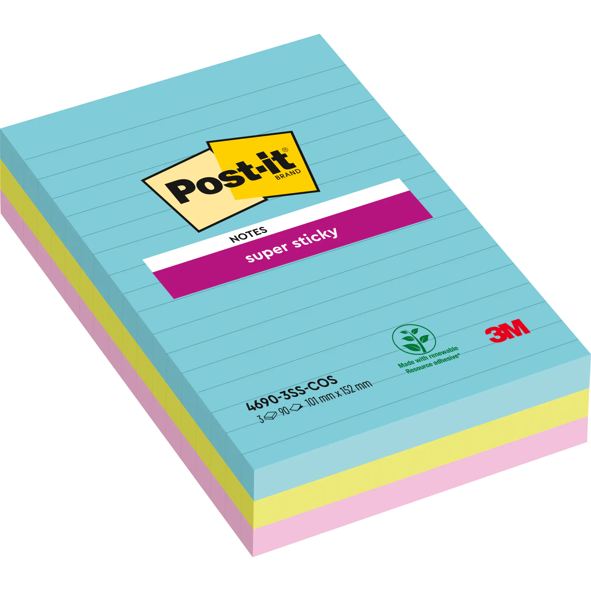 Post-it Haftnotiz Super Sticky 101x152mm sort 3x90Bl aus der Kategorie Haftnotizen & -streifen