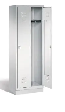 Garderoben-Schließfachschrank mit Stahlblechsockel, B/H/T 62,5x180x50 cm, 2 Fächer aus der Kategorie Garderoben Schränke STAHL
