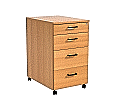 Rollcontainer, Höhe 72 cm, 43x62 cm (B/T), 4 Schubladen, abschließbar,