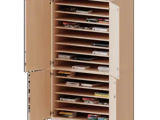 Bastelschrank, 5 OH, 4-türiger Schrank, zweiteilig, B/H/T 104,5x190x65cm aus der Kategorie Funktionale Tische