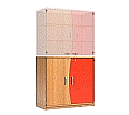 Wellentüren-Unterschrank, 99 cm hoch, 105x50 cm (B/T), Tür rechts rot,