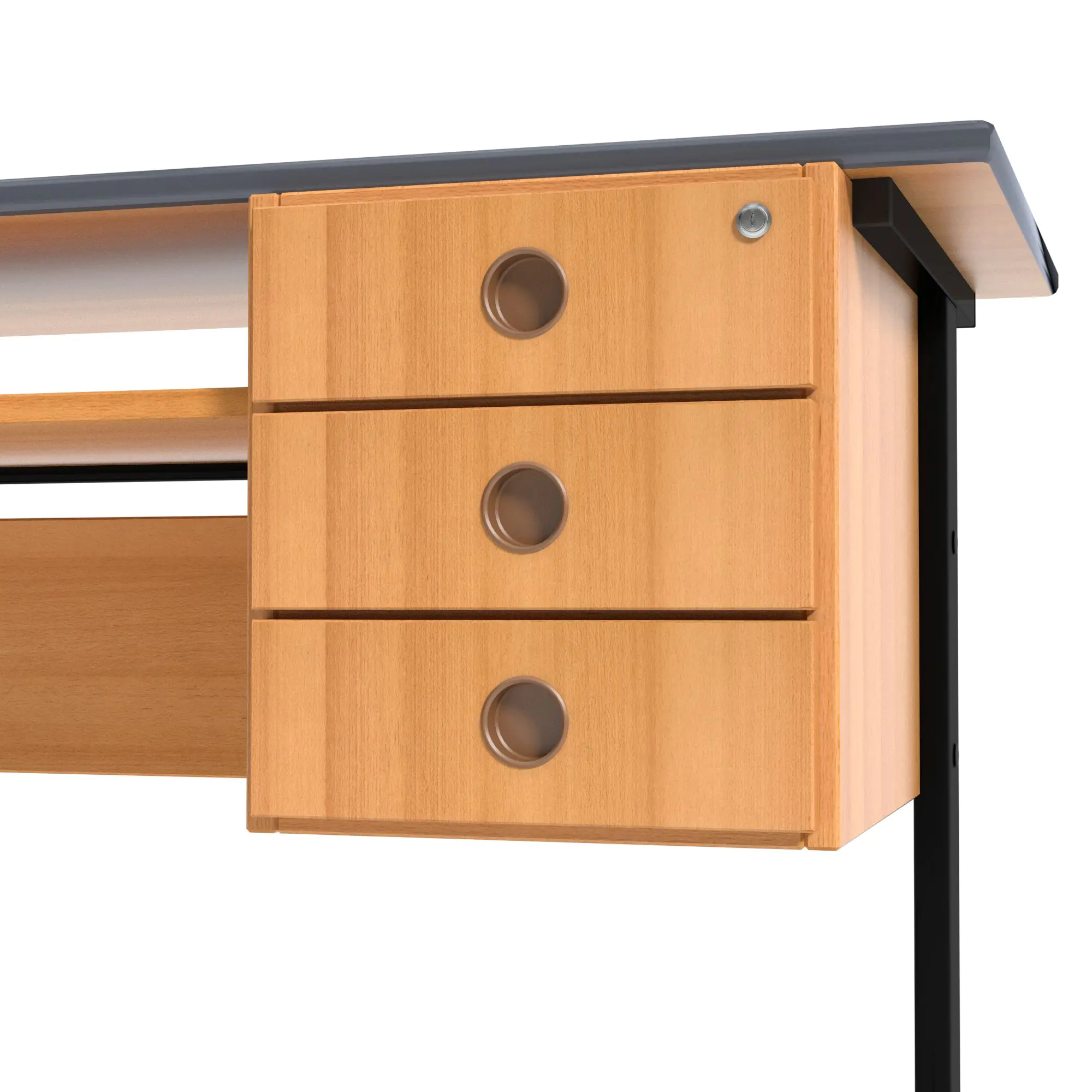 Lehrertisch, 130x65 cm (B/T), 76 cm hoch, Platte: Melamin, PU-Kante, aus der Kategorie Lehrertische