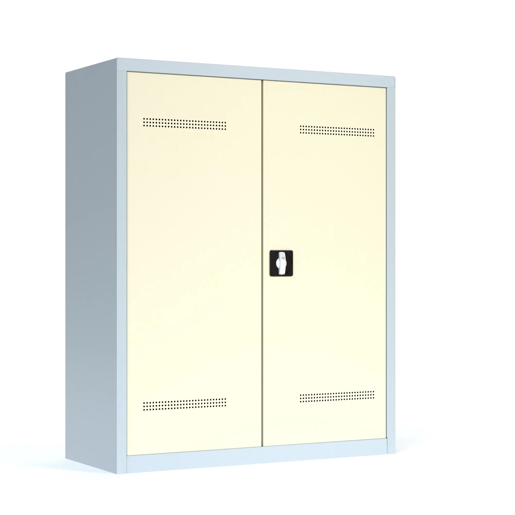 Stahl-Drehtüren-Schrank, 195 cm hoch,  95x60 cm (B/T), 4 Böden, aus der Kategorie Stahl-Schränke mit Dreh-Türen