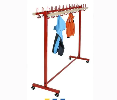 Garderobenständer, fahrbar, 100 cm breit, 24 Haken aus der Kategorie Garderobenständer