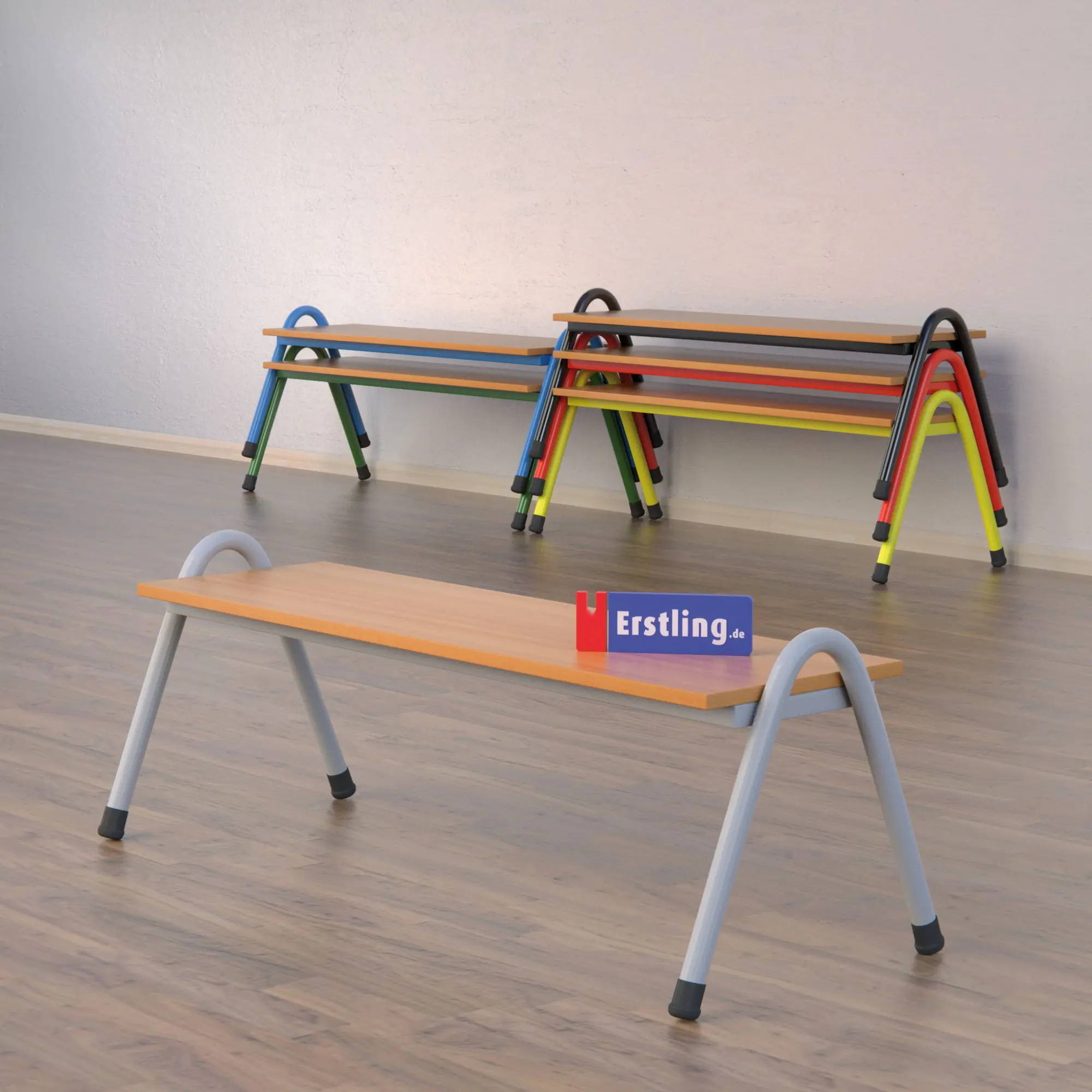 Sitzbank stapelbar, 120 cm breit, Vollkernplatte, aus der Kategorie Garderobenbänke