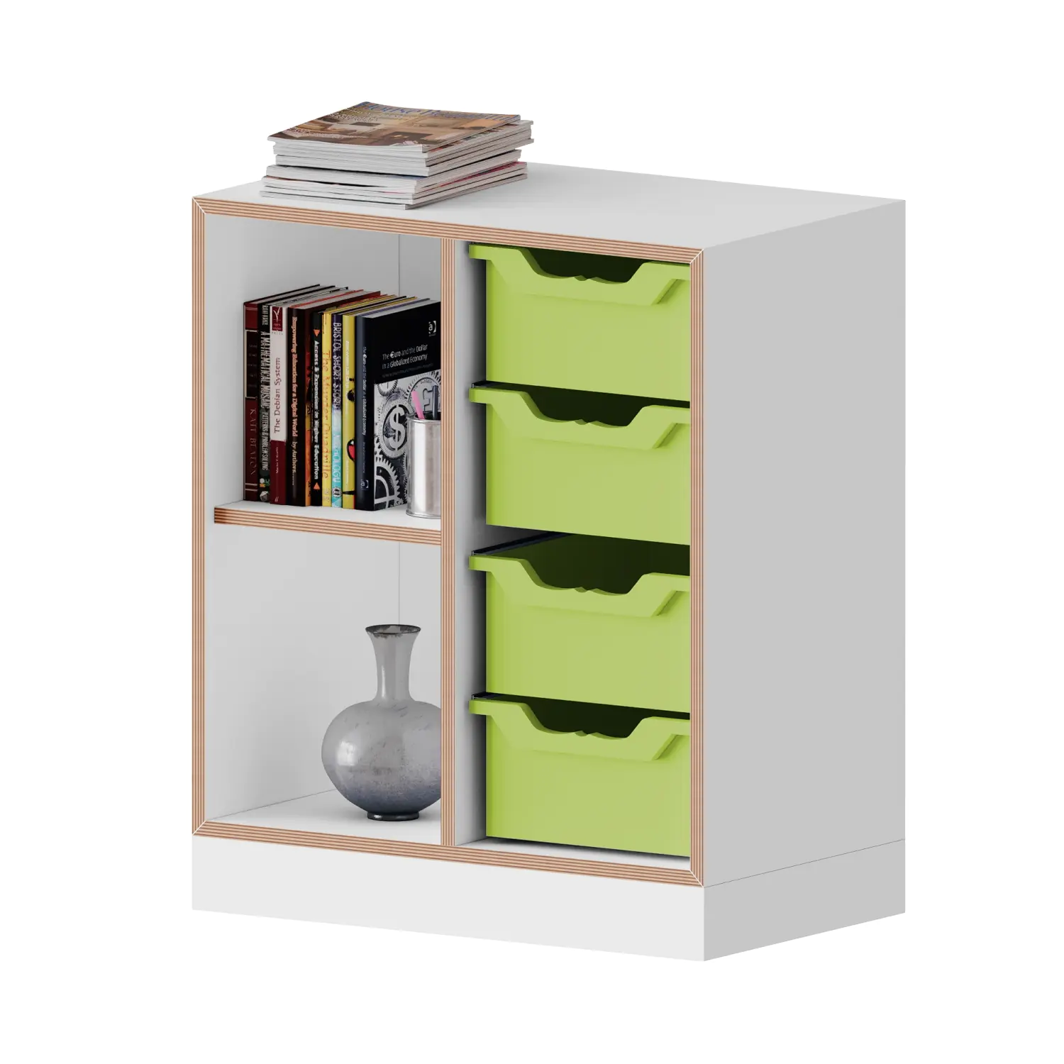 qickly® Regal, 2 OH, 4 große Ergo Tray Boxen, B/H/T: 70,1x74,3x42,6 cm aus der Kategorie Regale Schnelllieferprogramm