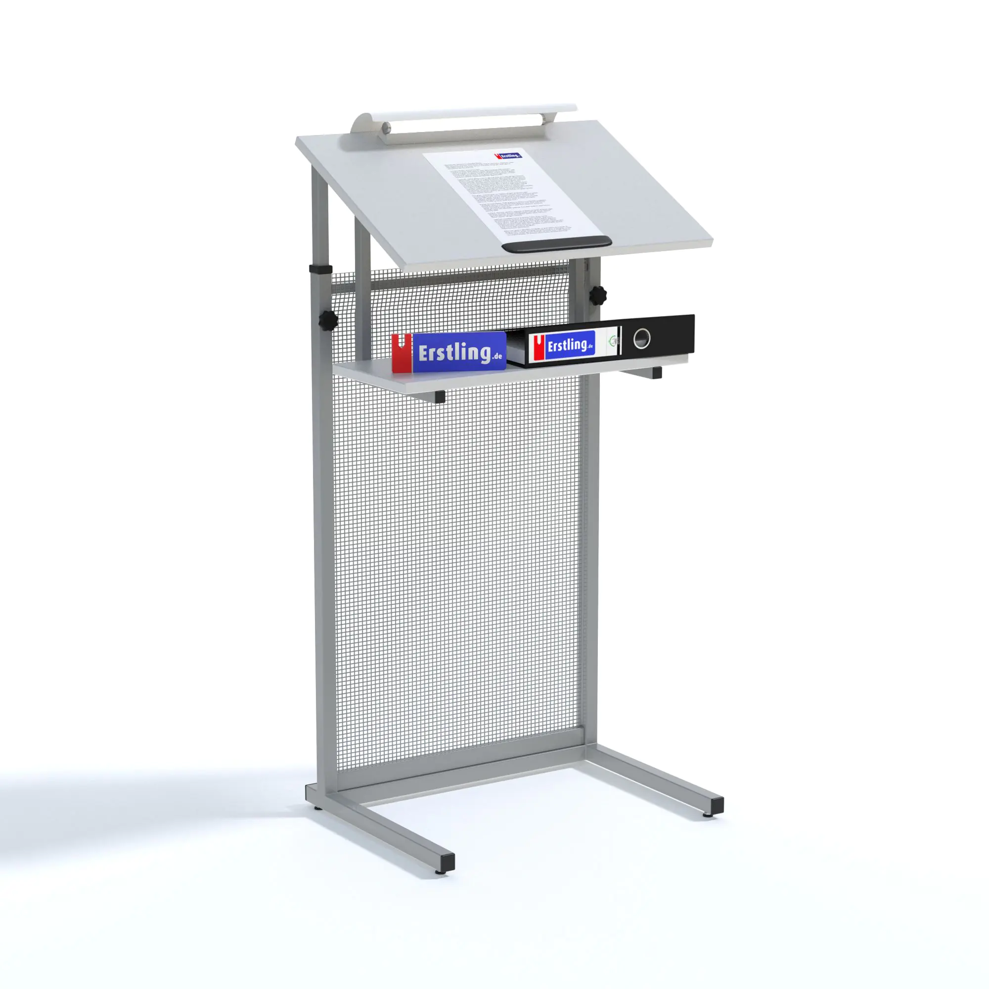 Rednerpult, höhenverstellbar 106-128 cm, 60x45 cm, feststehend, mit Beleuchtung aus der Kategorie Rednerpulte