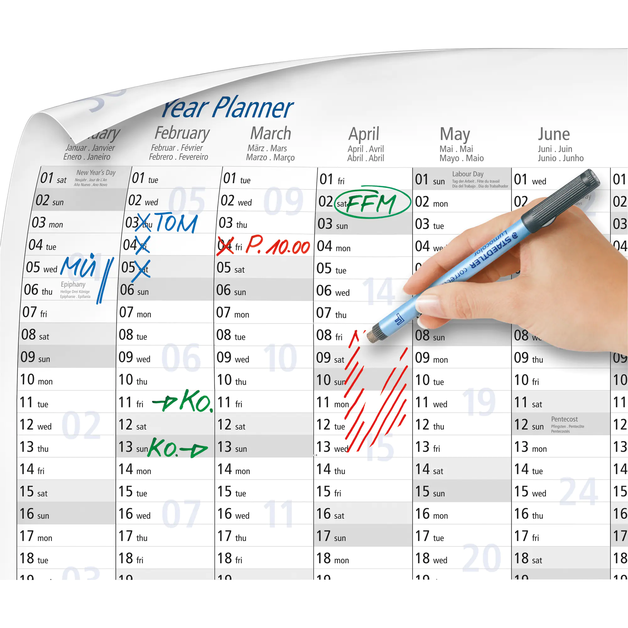 Staedtler Jahresplaner Lumocolor 84x60cm sw aus der Kategorie Kalender & Zubehör