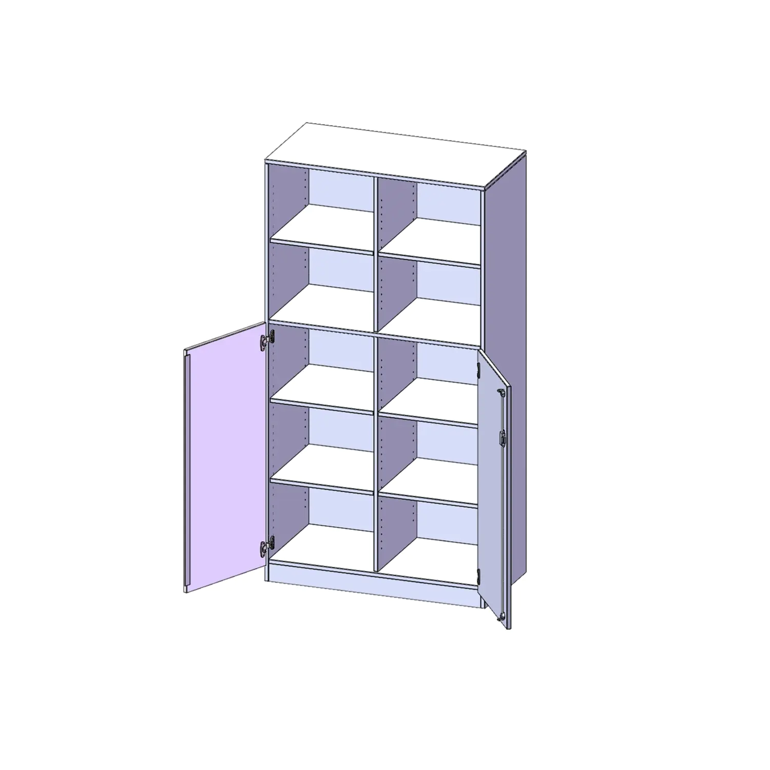 Schrank, 5 OH, Türen unten (3OH), oben 2 offene Fächer 2 Türen, abschließbar, B/H/T 100x190x50cm aus der Kategorie Klassen & Schulschränke