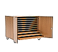 Papierschrank,  90 cm hoch, 111x81 cm (B/T), 10 Zügen, 2 Türen, fahrbar,
