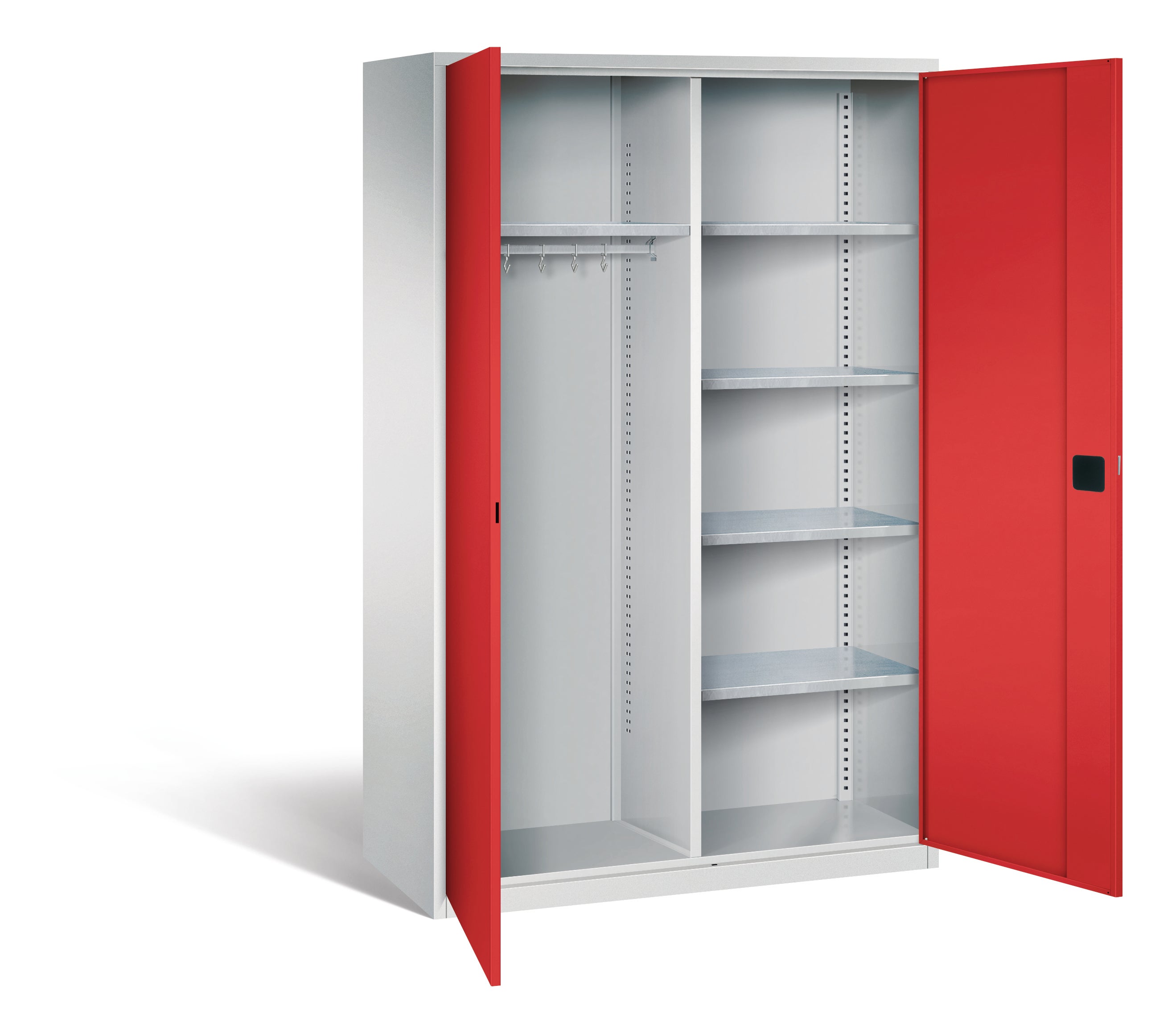 Garderobenschrank aus Stahl, 195 cm hoch, 120x40 cm (B/T), 4 Böden, Garderobe links, aus der Kategorie Garderoben Schränke STAHL