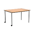 Rechtecktisch, 120x80 cm (B/T), 72 cm hoch, fahrbar (2 Füße mit Rollen),