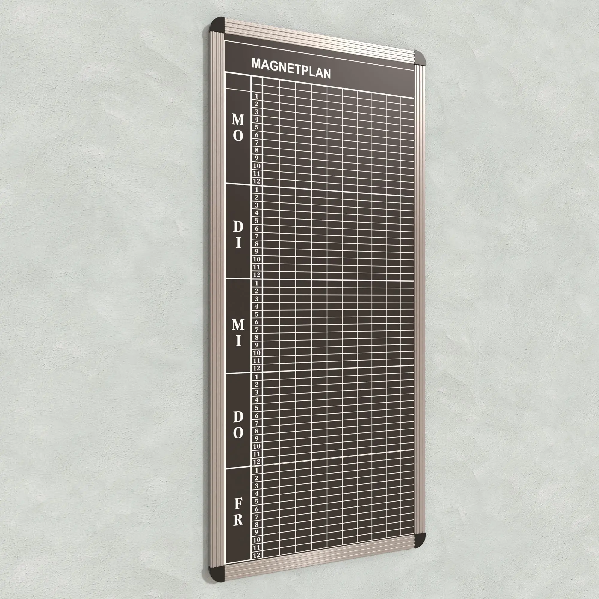 Klassen-Plantafel, 12 Stunden Mo-Fr, für 10 Klassen, 123x57 cm, aus der Kategorie Klassenplan-Tafeln 12h