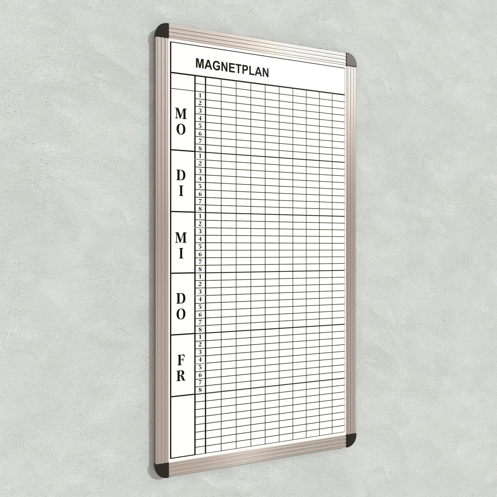 Klassen-Plantafel,  8 Stunden Mo-Fr, für 10 Klassen, 103x57 cm, aus der Kategorie Klassenplan-Tafeln 8h