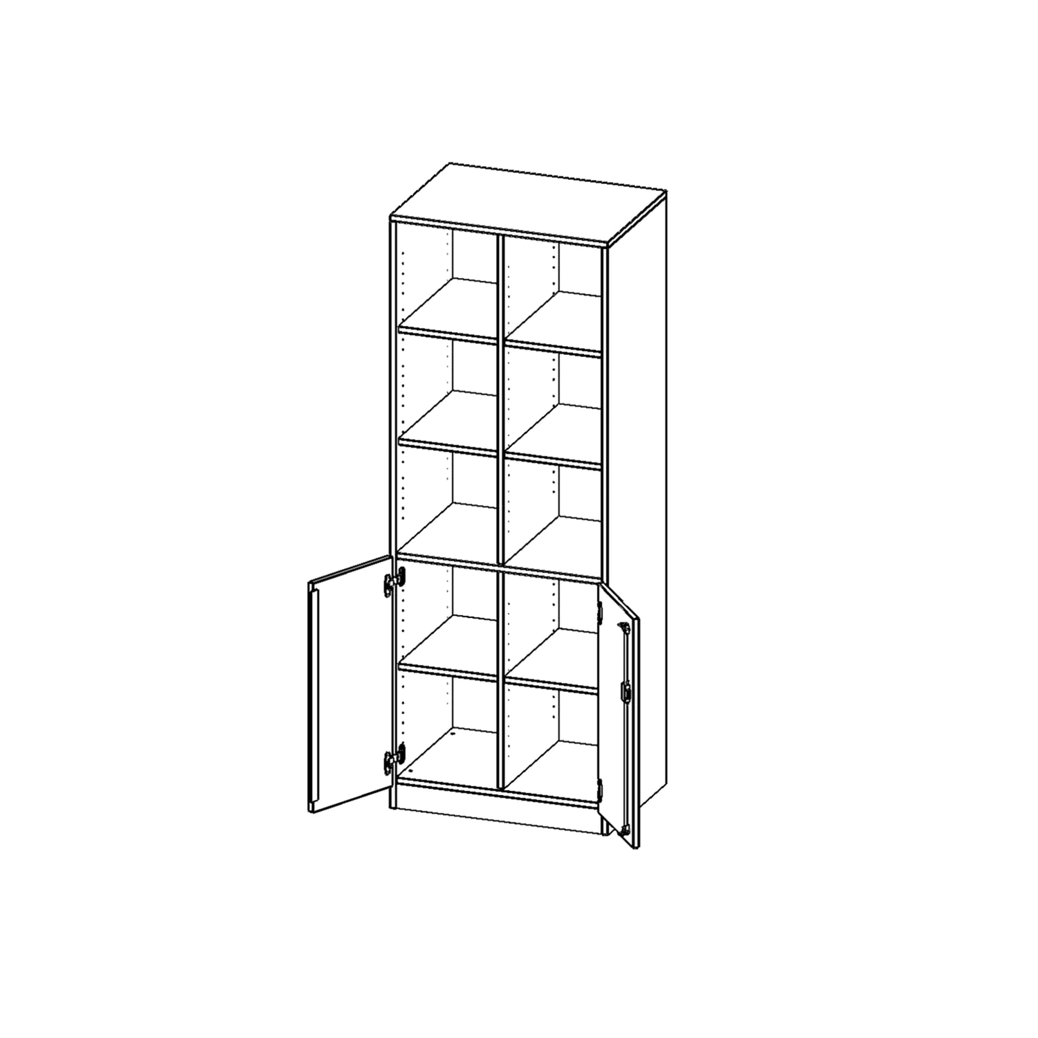 ErgoTray Kombi-Schrank, 2reihig, 5 OH, 2 OH unten mit Türen, oben 3 OH Regal, B/H/T 70,3x190x50cm aus der Kategorie Klassen- und Schulschränke