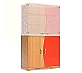 Wellentüren-Unterschrank, 99 cm hoch, 105x50 cm (B/T), Tür rechts rot,