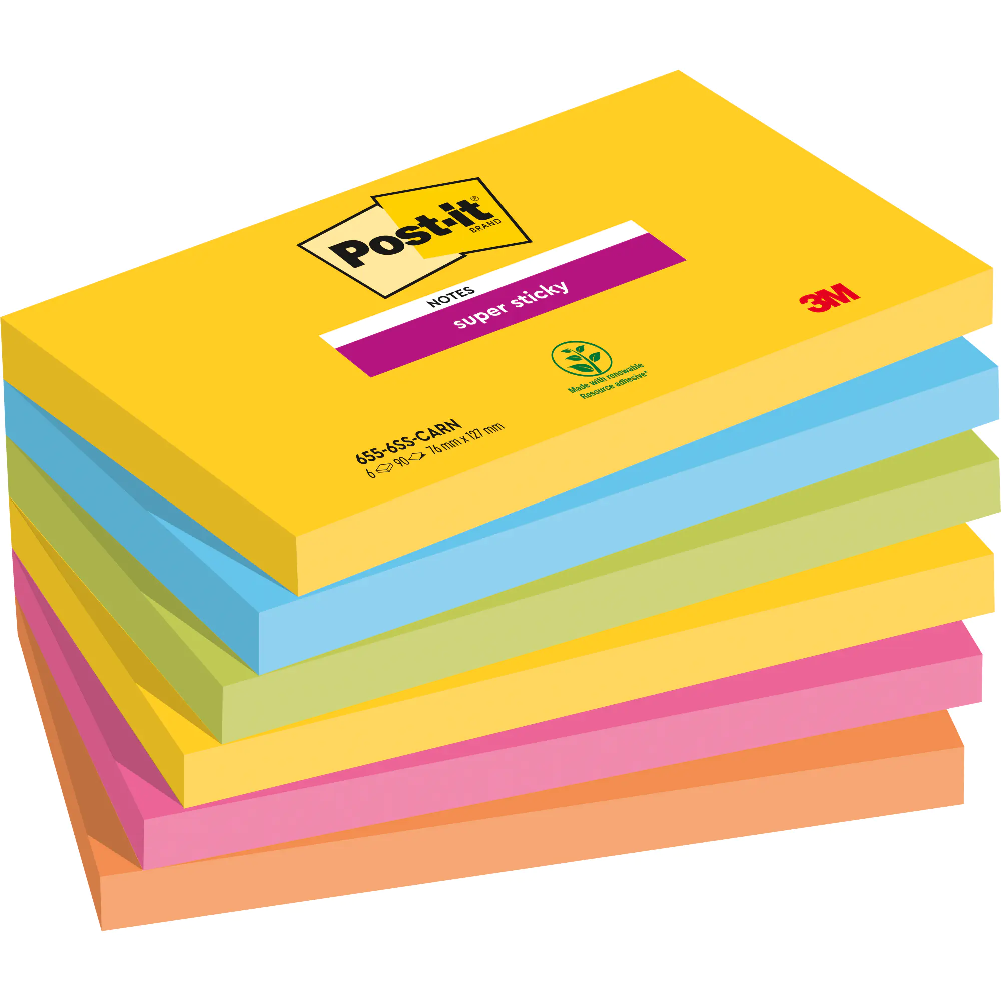 Post-it Haftnotiz Super Sticky 127x76mm 6St. aus der Kategorie Papiere