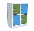 Schließfachschrank aus Stahl, 105 cm hoch,  62x50 cm (B/T), 4 Fächer, 2-spaltig, aus der Kategorie Schließfachschränke STAHL