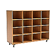 Klassenraumregal,  98 cm hoch, 130x40 cm (B/T), 16 Fächer, 4-spaltig