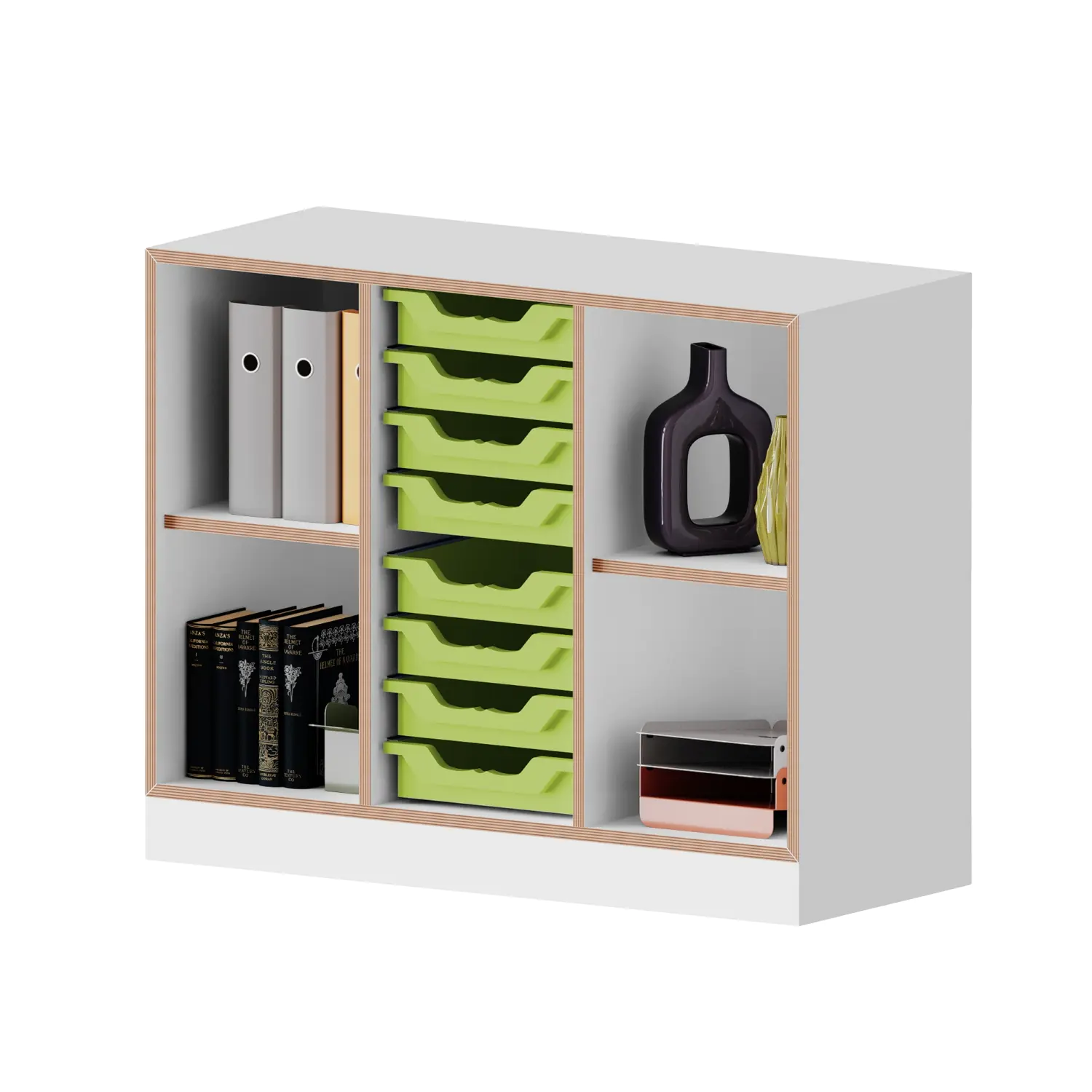 qickly® Regal, 2 OH, 8 kleine Ergo Tray Boxen, B/H/T: 104,2x74,3x42,6 cm aus der Kategorie Regale Schnelllieferprogramm