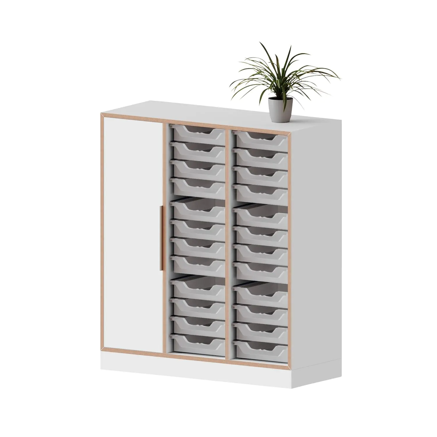 qickly® Schrank, 3 OH, 1 Tür, 24 kleine Ergo Tray Boxen, B/H/T: 104,2x110,5x42,6 cm aus der Kategorie Schränke Schnelllieferprogramm